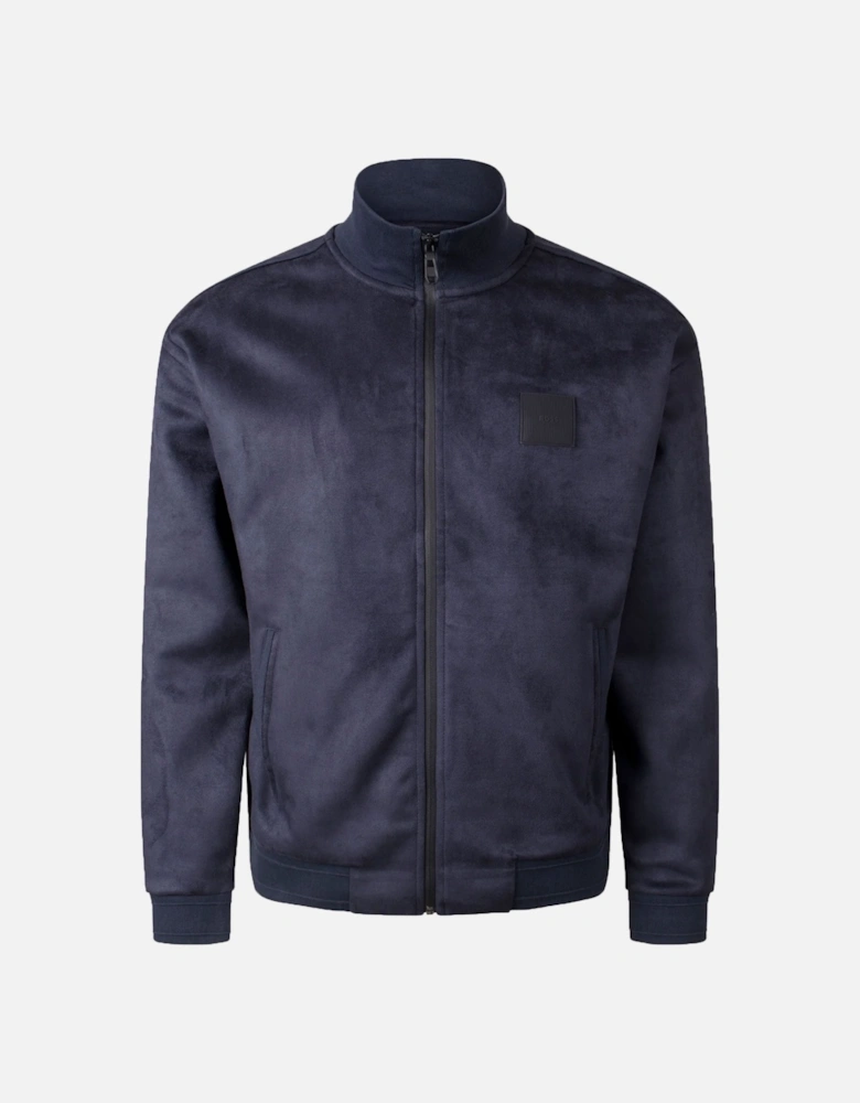 Boss Sutton Suede Full Zip Jacket Dark Blue