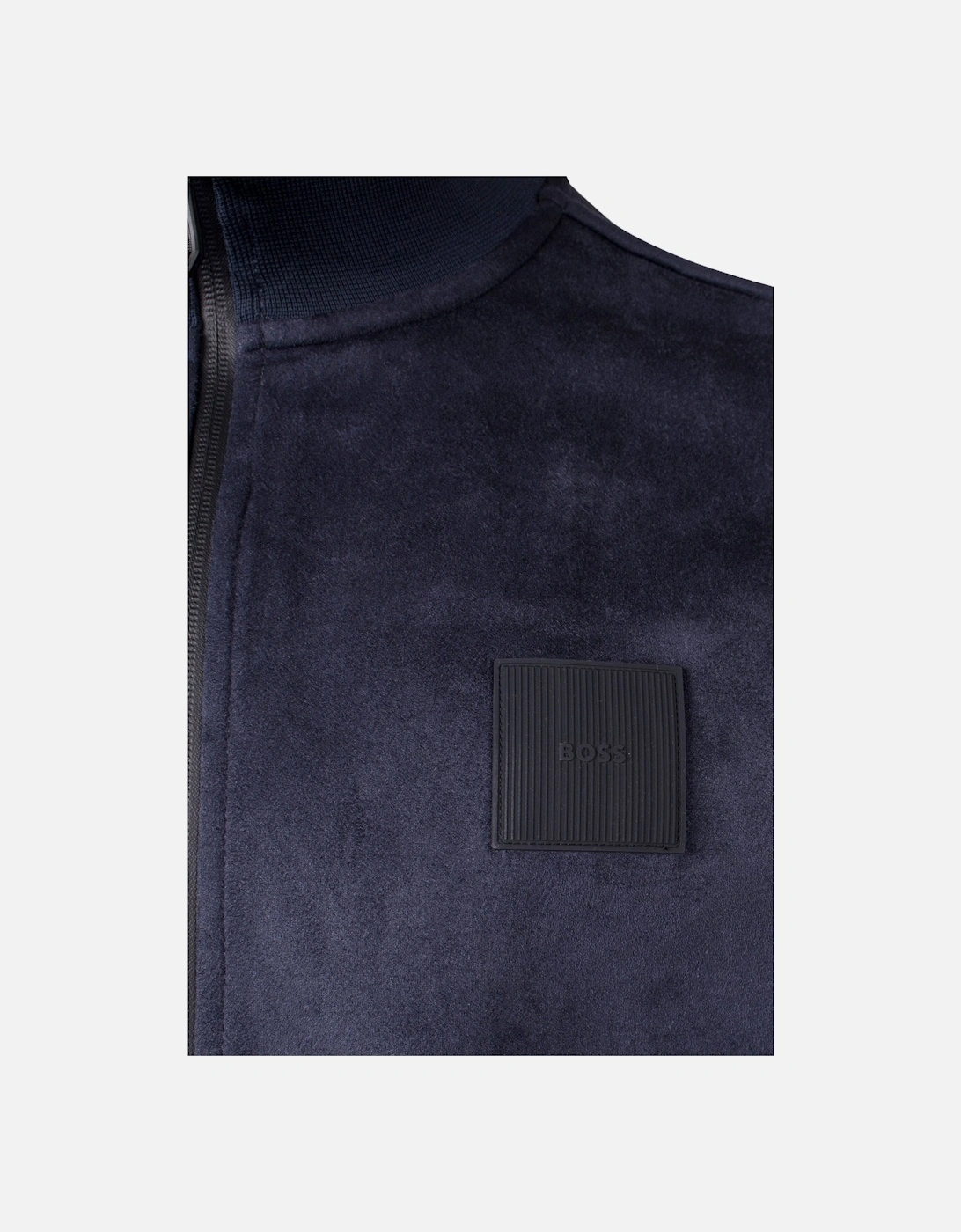 Boss Sutton Suede Full Zip Jacket Dark Blue