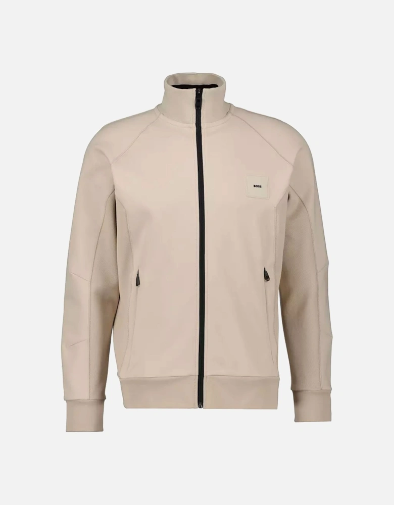 Boss Skaz Rib Full Zip Knitwear Open Beige