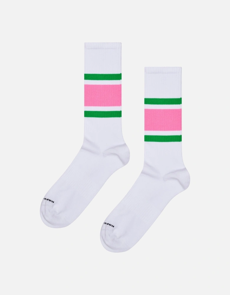 Simple Stripe Sneaker Sock, White