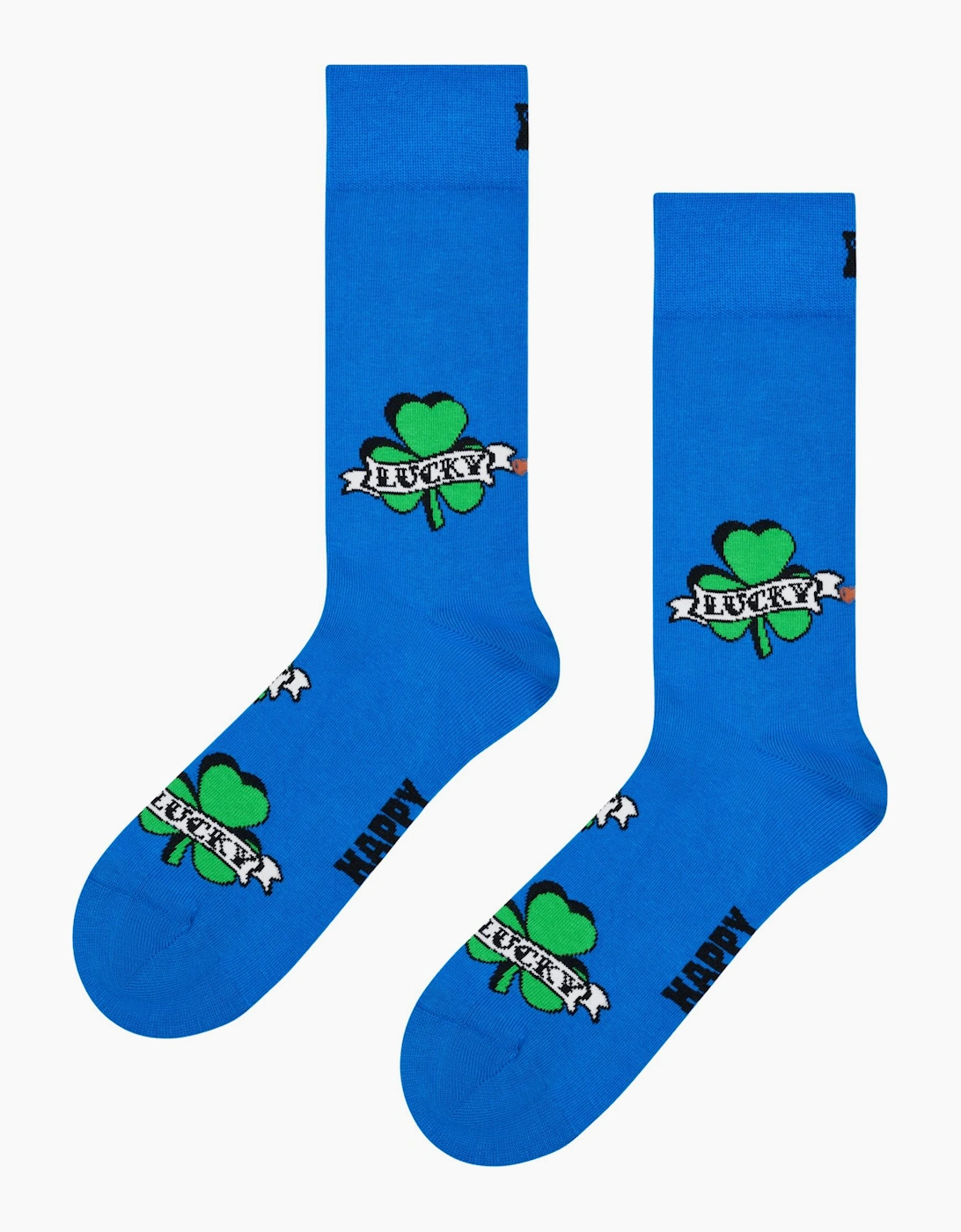 Happy Socks Women's Blue/Blue Three Leaf Lucky Sock, - Size: 5.5/5/3.5/4/4.5/7/6.5/6/3