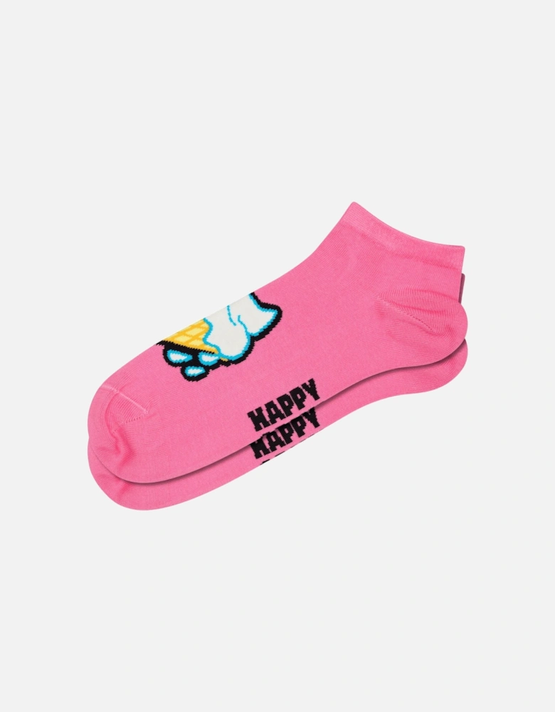 2-pack Ice Cream & Lazy Days Low Socks, Pink/White