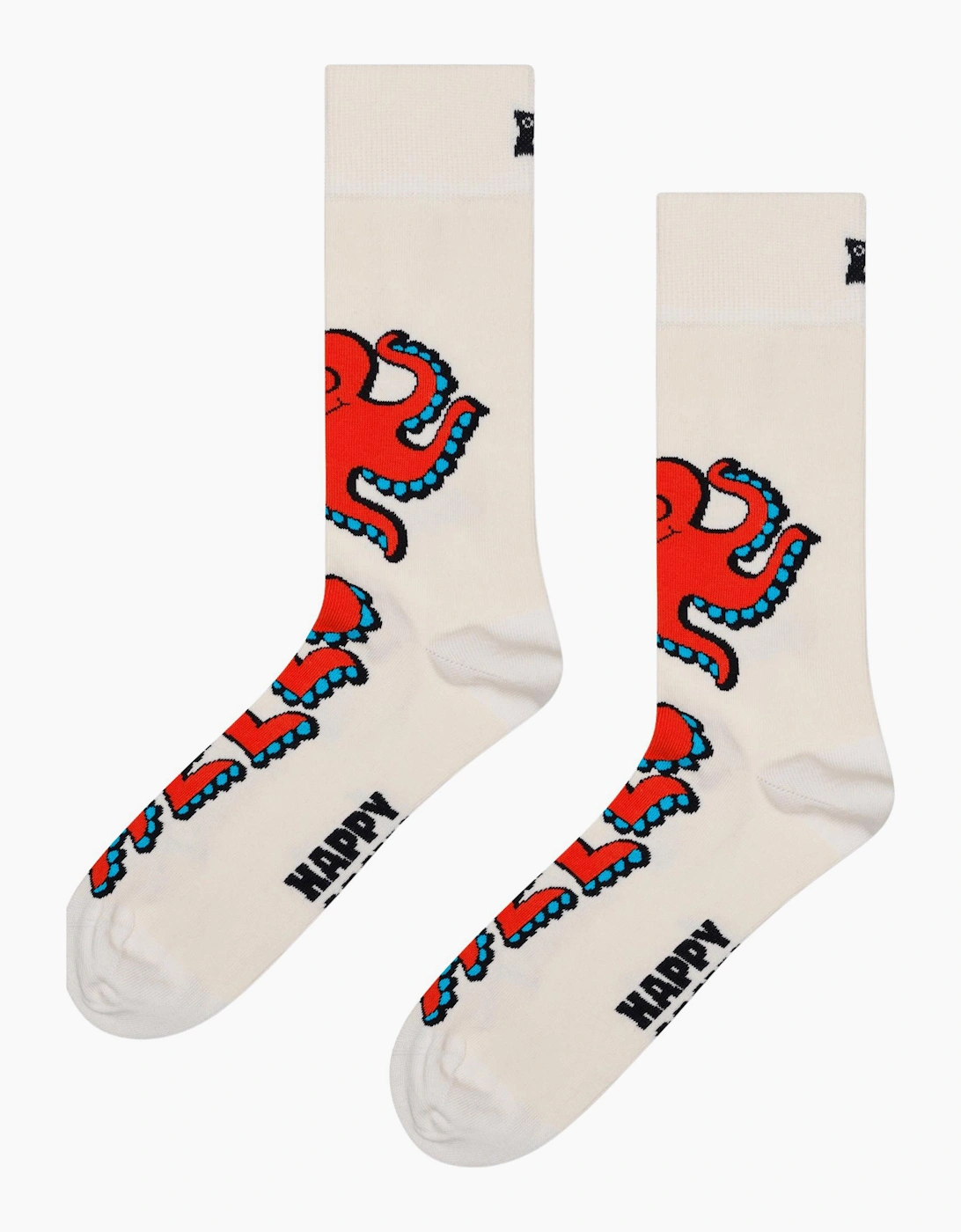 Happy Socks Women's White/White Helloctopus Socks,  9.5/12.5/12/11.5/11/10.5/10/13/9/8/8.5 Eur Size 41-46