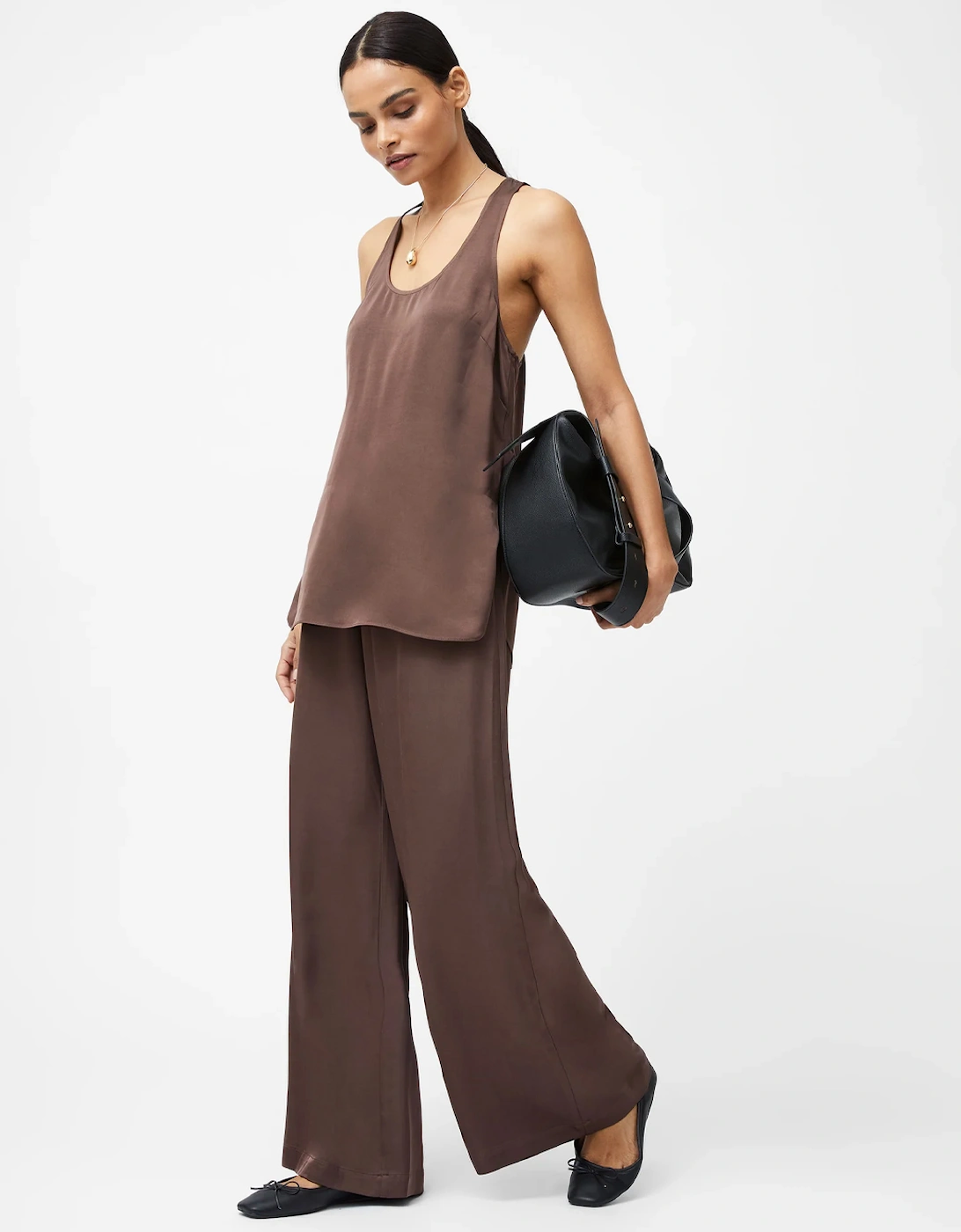 Sera Satin Tank Top Walnut Brown