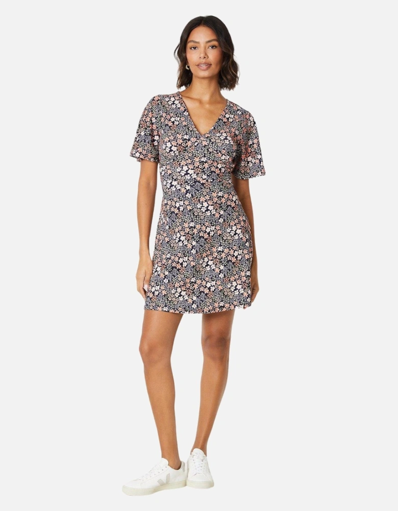 Womens/Ladies Ditsy Print Empire Seam Mini Dress