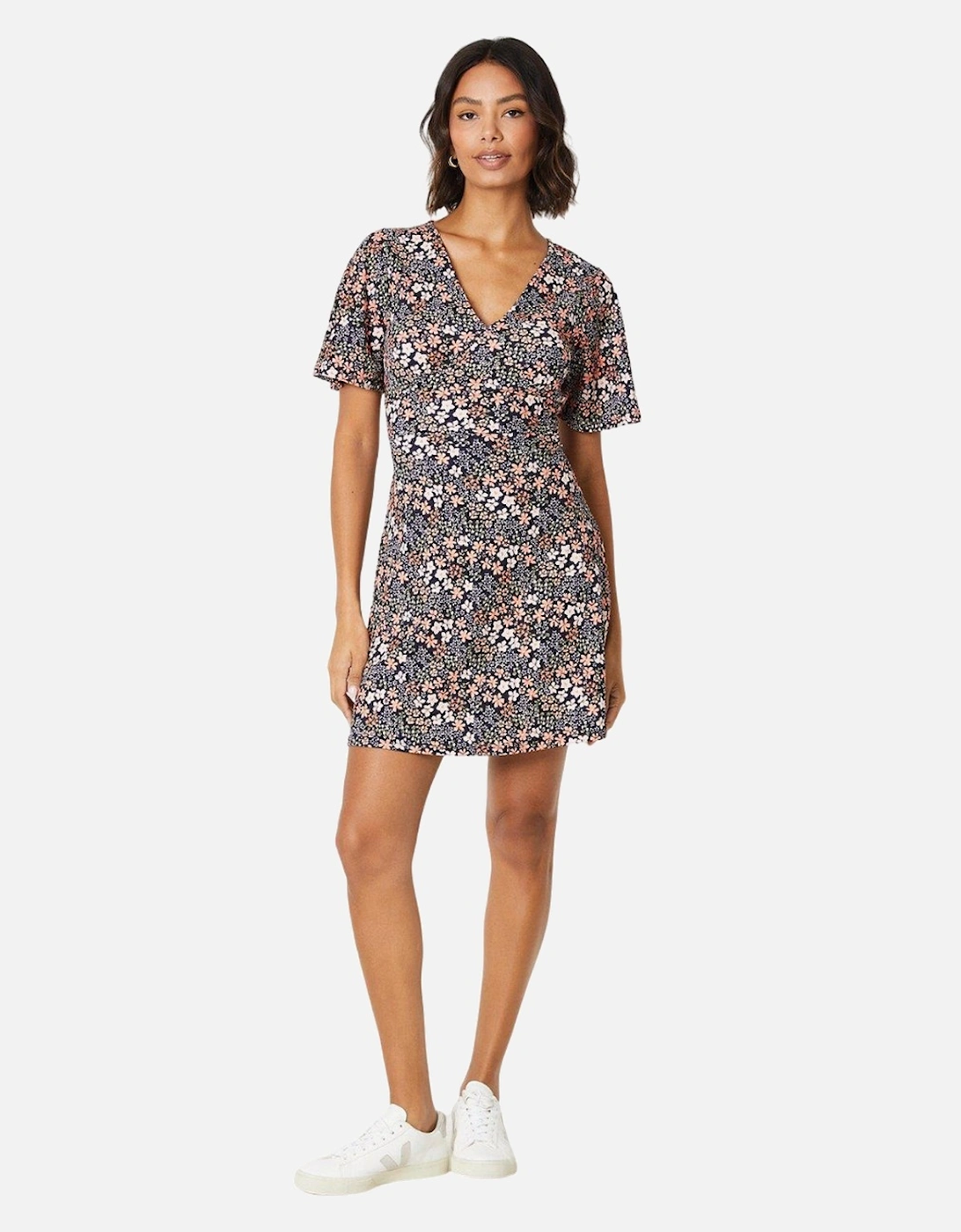 Womens/Ladies Ditsy Print Empire Seam Mini Dress