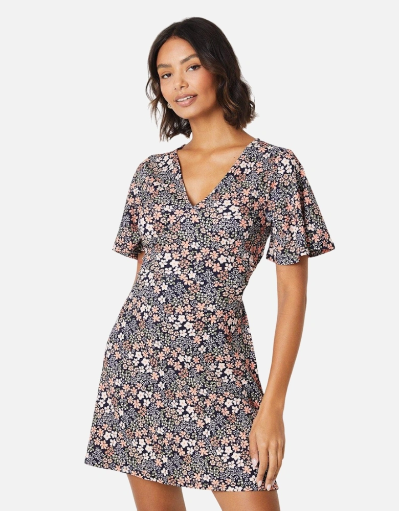 Womens/Ladies Ditsy Print Empire Seam Mini Dress