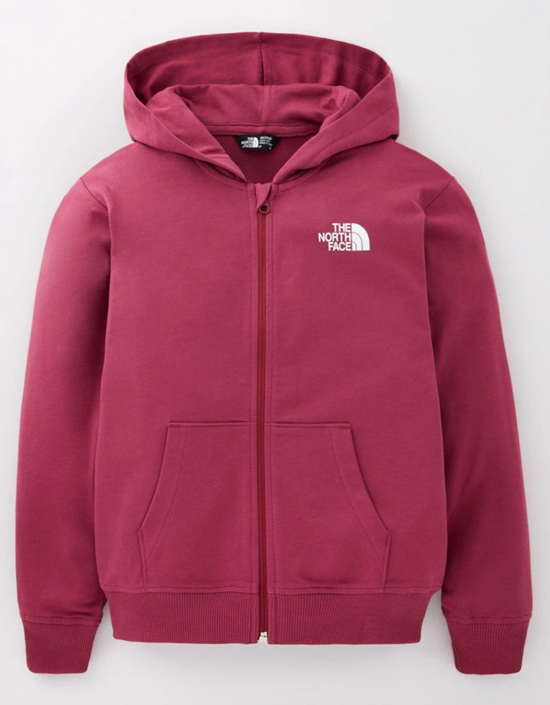 Girl's Full-Zip Oversize Light Hoodie - Red