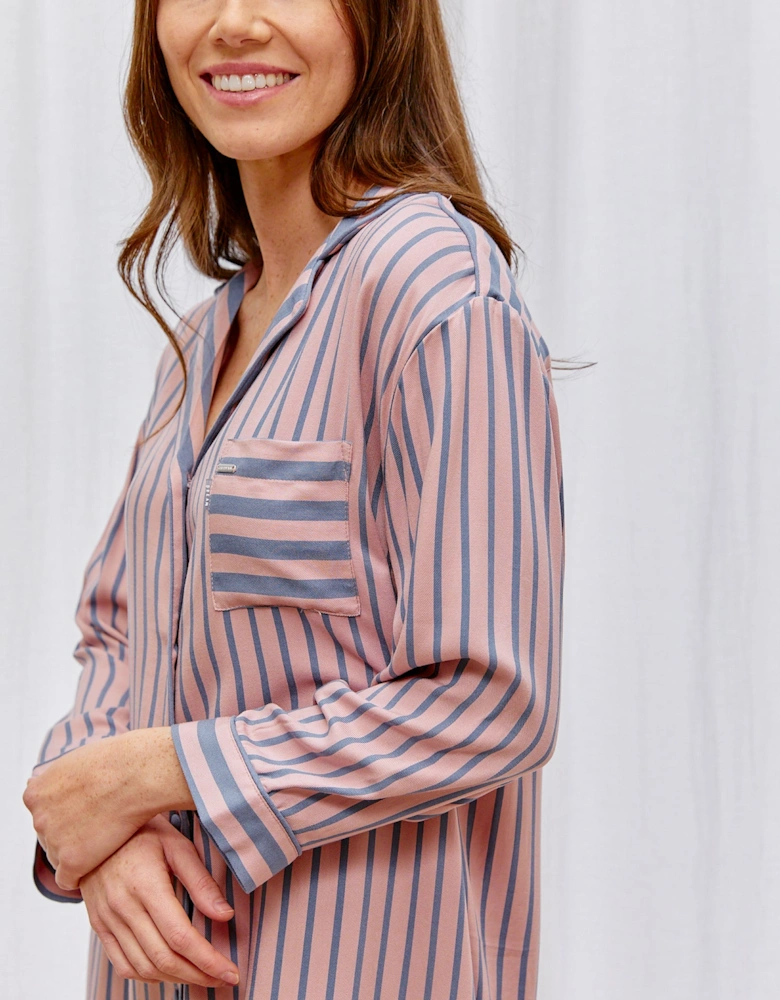 Boyfriend Stripe Nightshirt in Pink/Grey