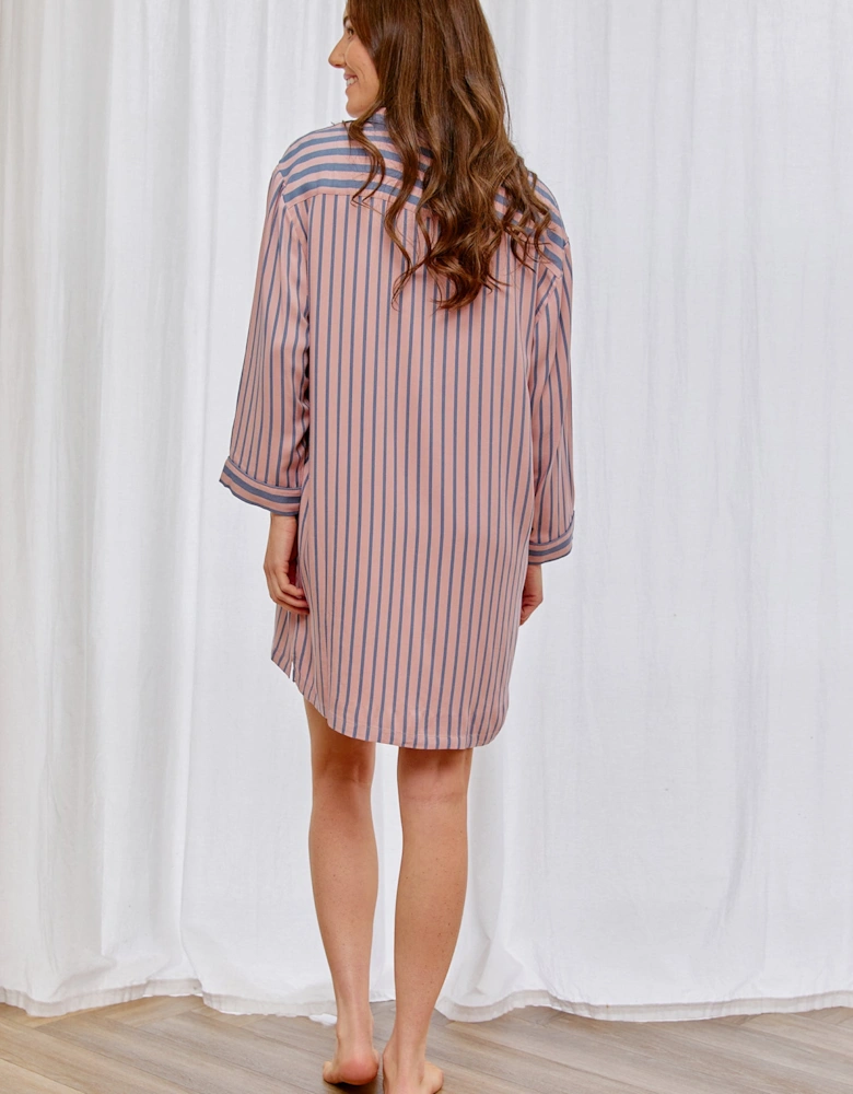 Boyfriend Stripe Nightshirt in Pink/Grey