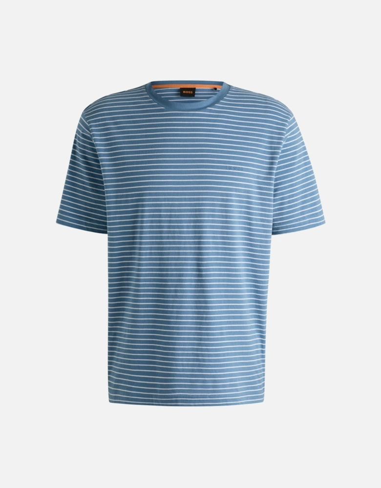 BOSS Orange Tales Stripe T-Shirt 462 Open Blue