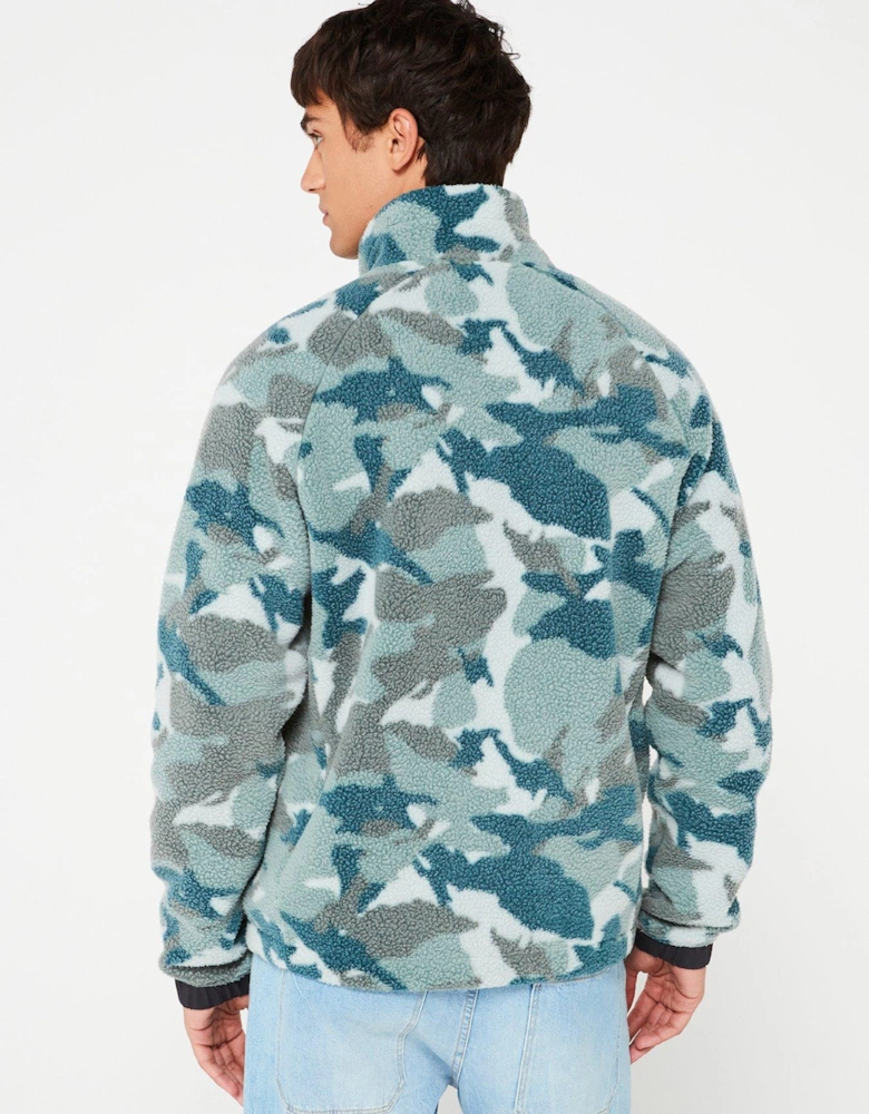 Mens Panorama Printed Pile Snap - Green