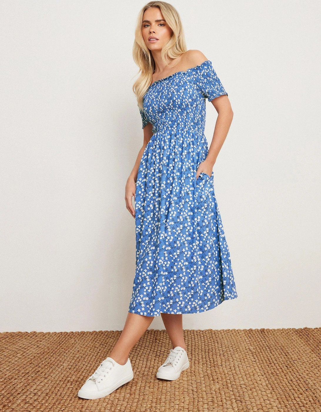 Petite Ditsy Bardot Midi Dress, 2 of 1