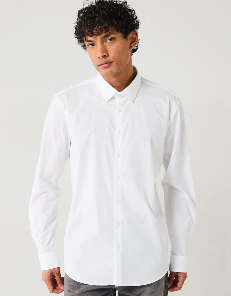 Poplin Stretch Slim Longsleeve Shirt - White