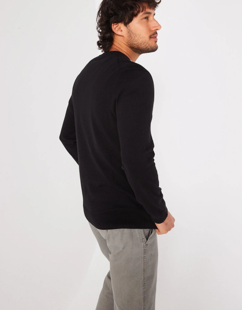 Cotton Rich V-Neck Knitted Jumper - Black