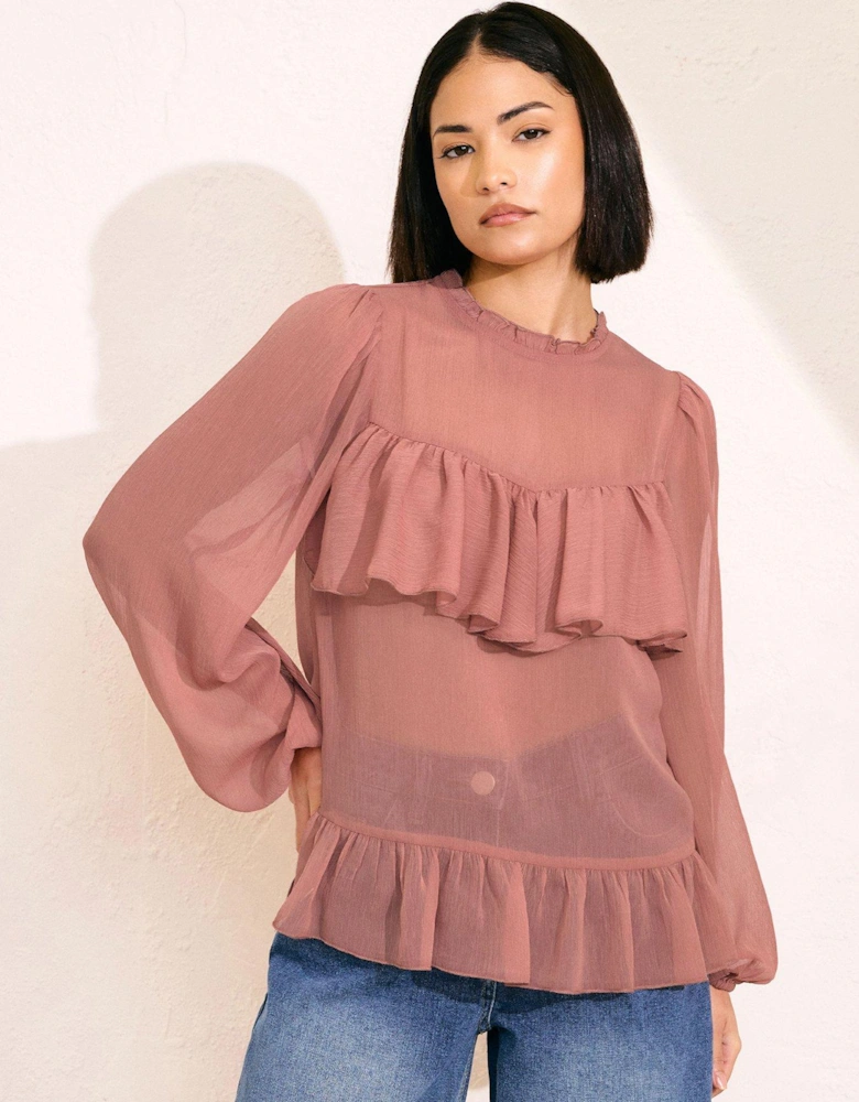 Petite Chiffon Frill Top