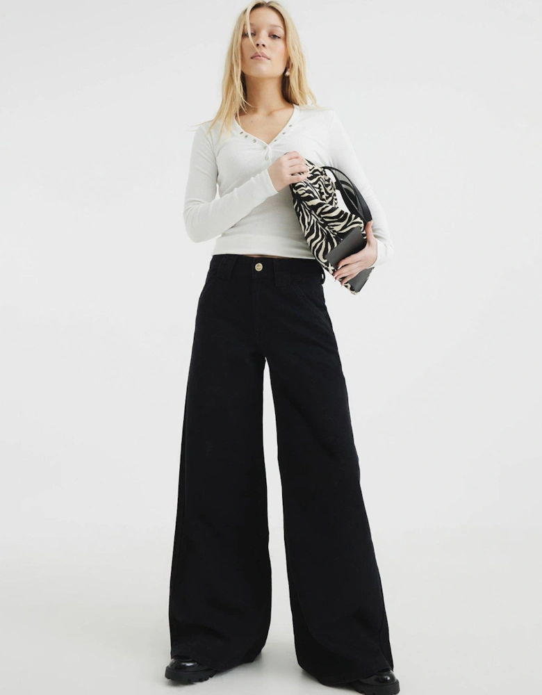 Wide Leg Palazzo Trouser - Black