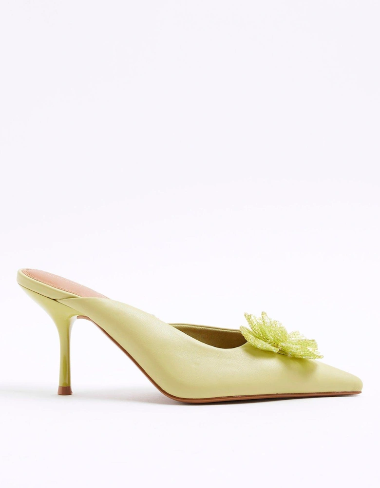 Beaded Flower Court Shoe - Green