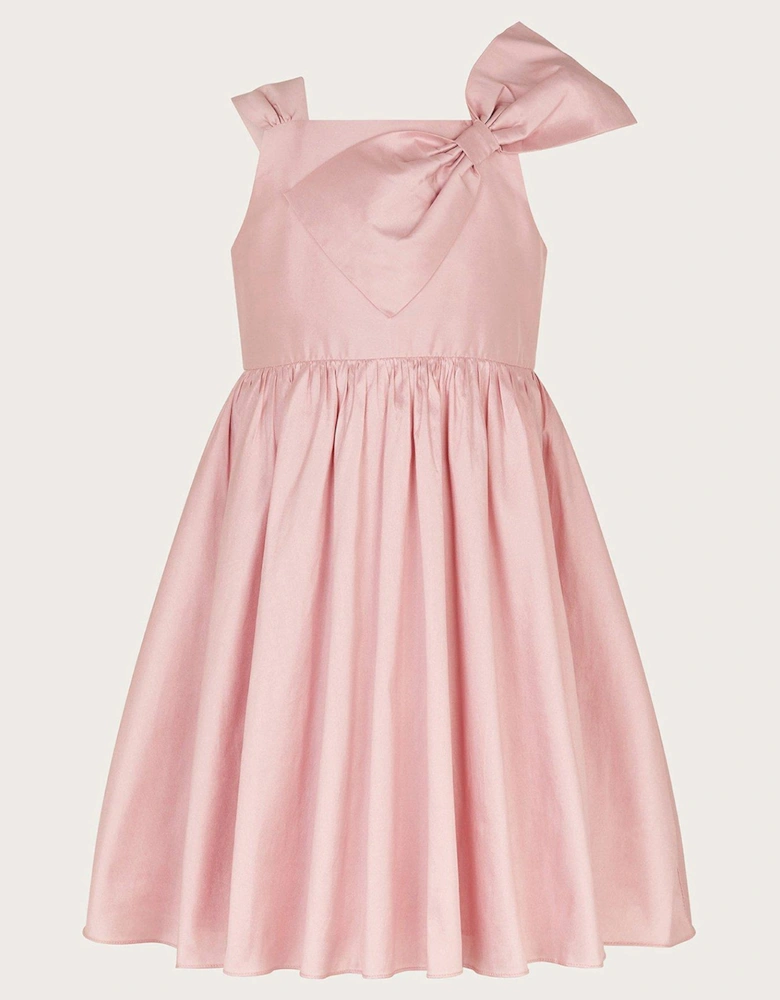 Girls Freya Bow Detail Taffeta Dress - Pink