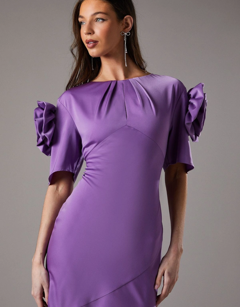 Corsage Shoulder Short Sleeve Dress