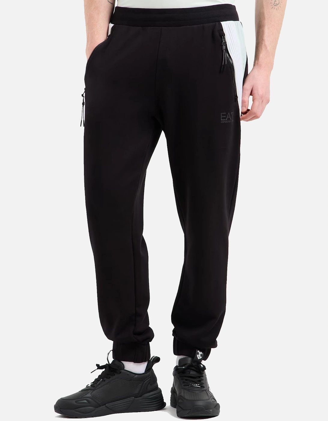 Emporio Armani Visibility 7 Lines Cotton Joggers Black