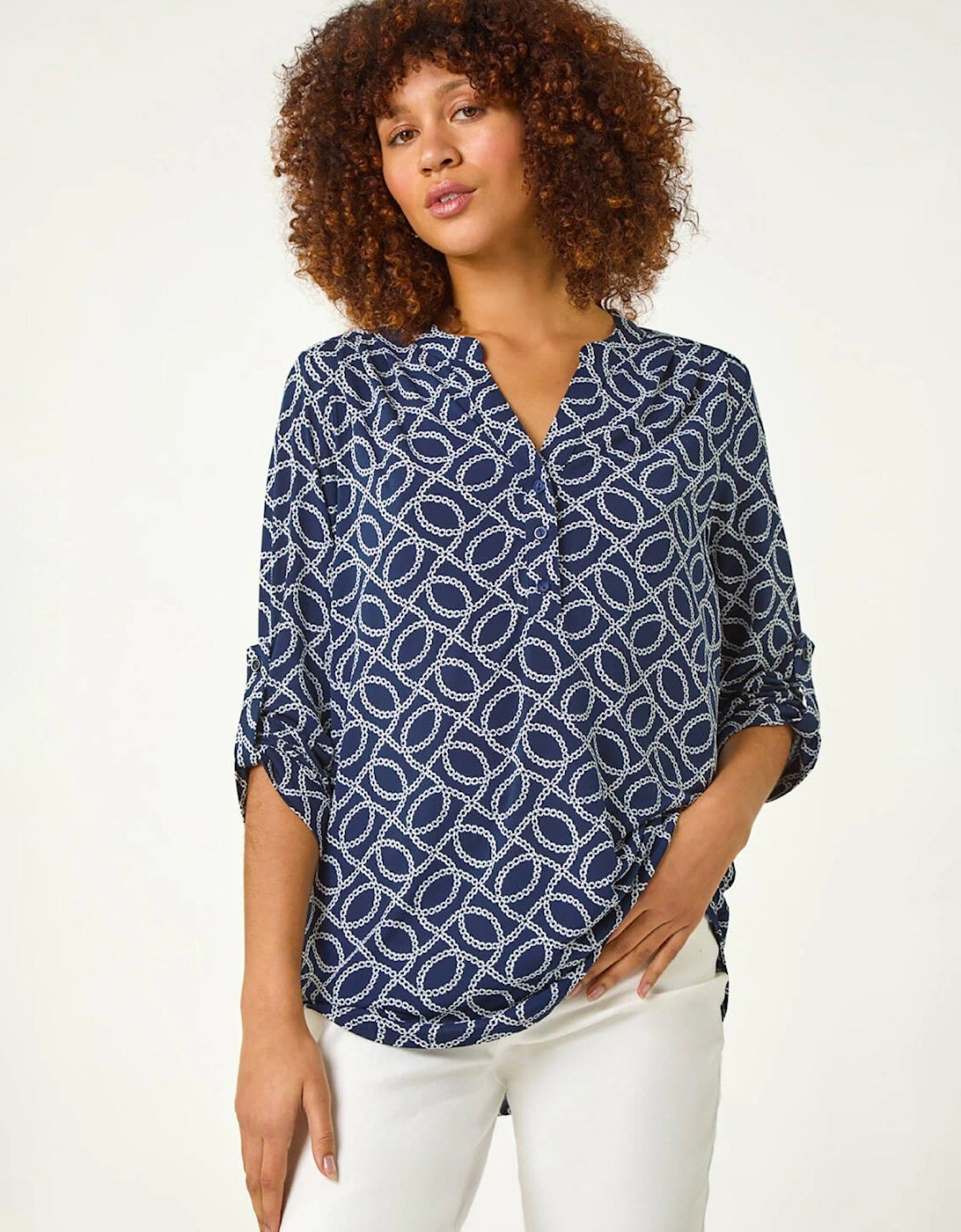 Textured Abstract Print Shirt - Navy, 2 of 1