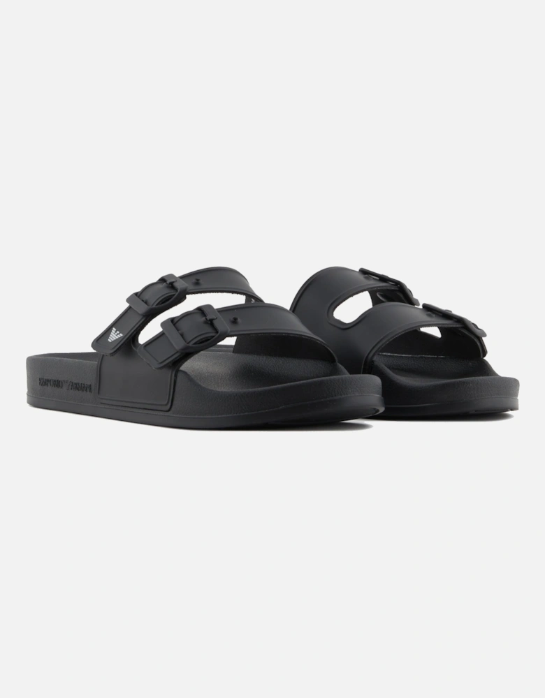 Beach Double Strap Slides Black/White