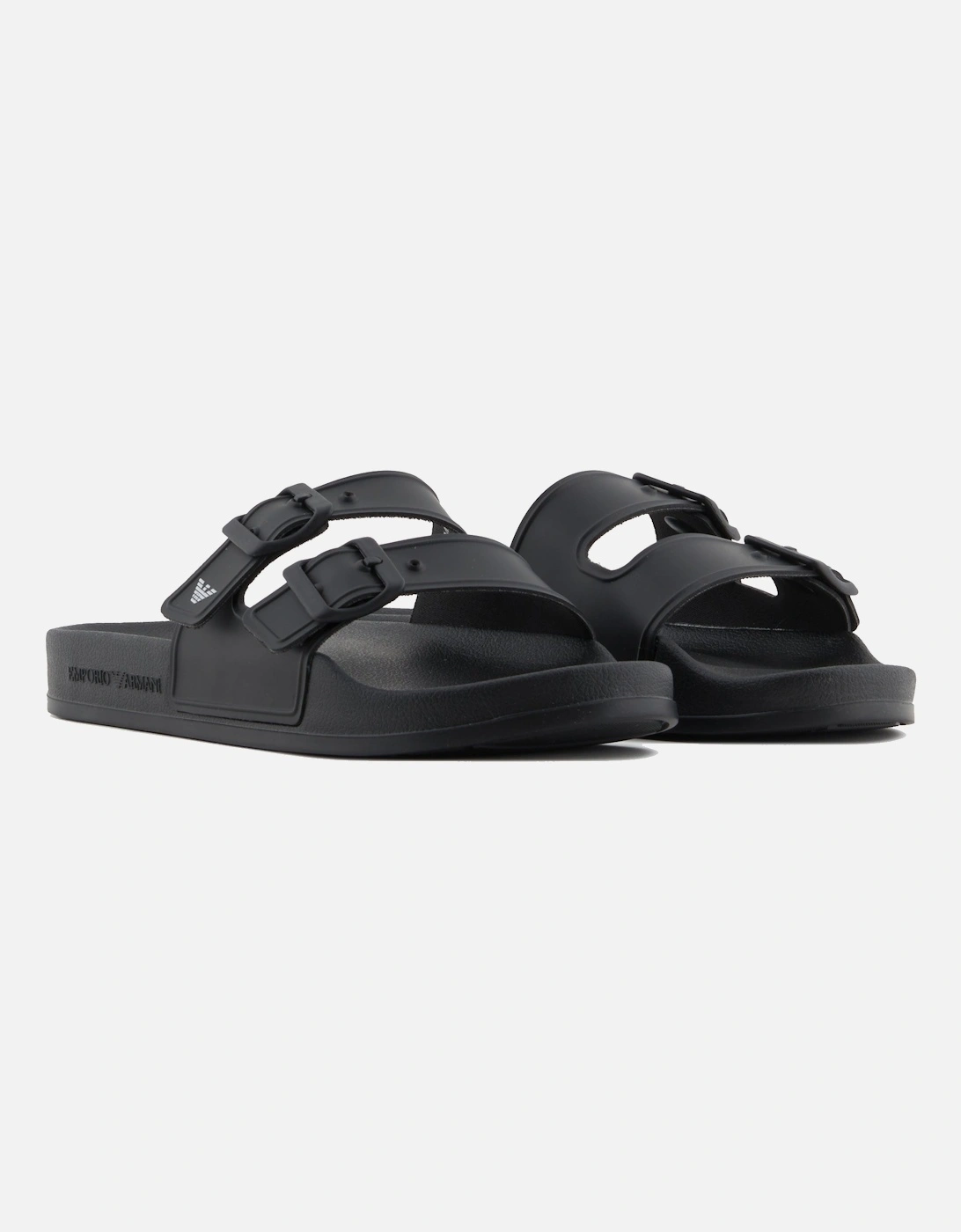 Beach Double Strap Slides Black/White