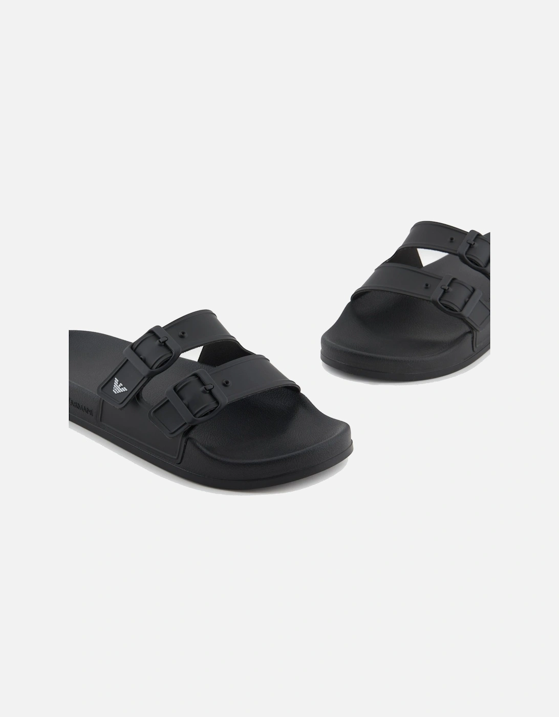 Beach Double Strap Slides Black/White