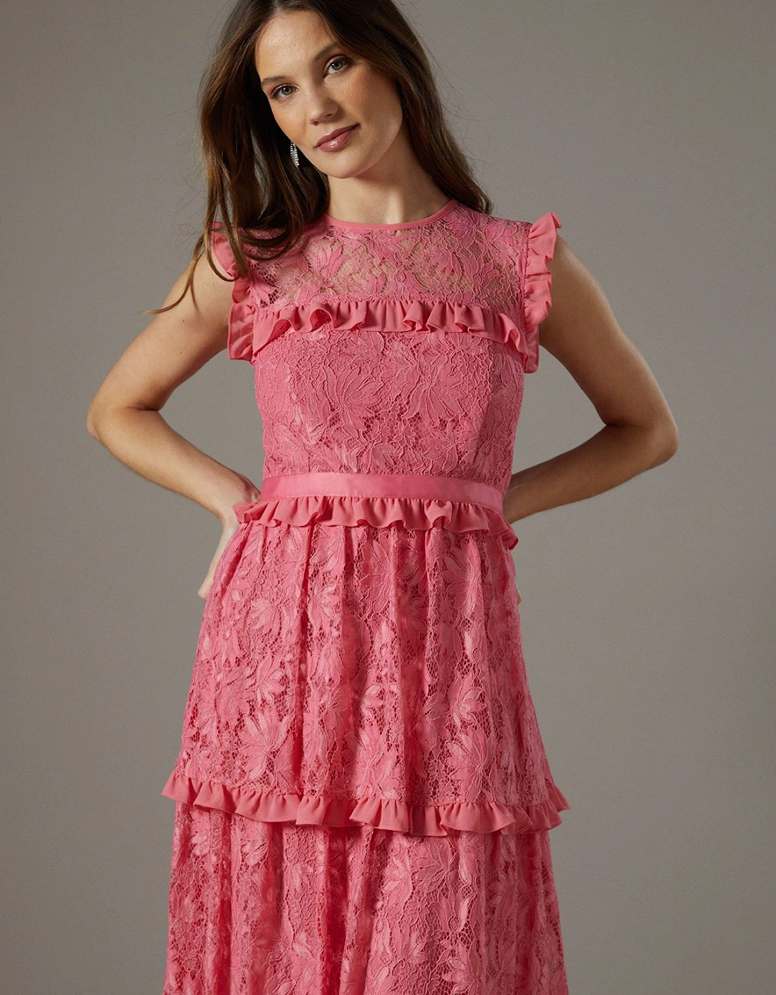 Lace Ruffle Tiered Dress