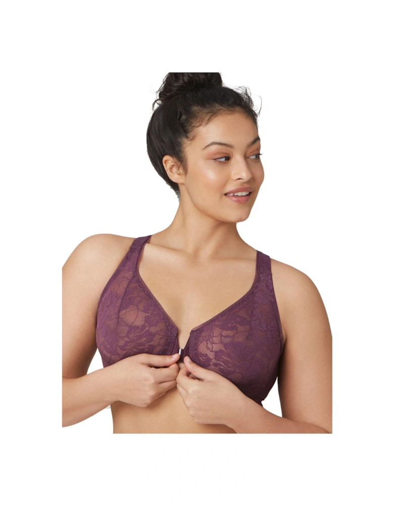 Lacey T-back Front Close Wonderwire Bra - Plum