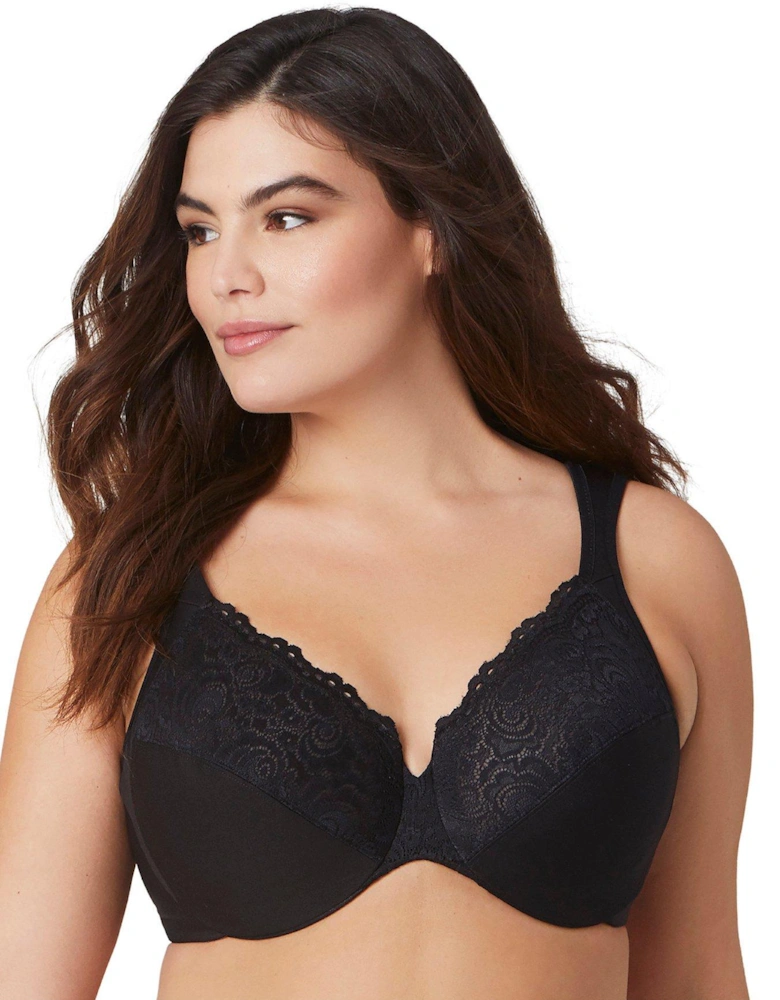 Low Cut Wonderwire Lace Bra - Black