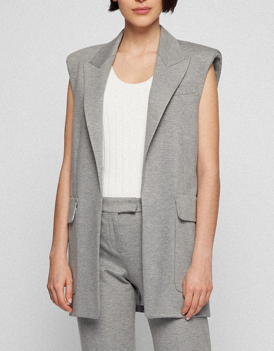 Hugo Boss Women's Jelonna Blazer Jacket - Womens Sleeveless Blazer - Grey - Size: 12