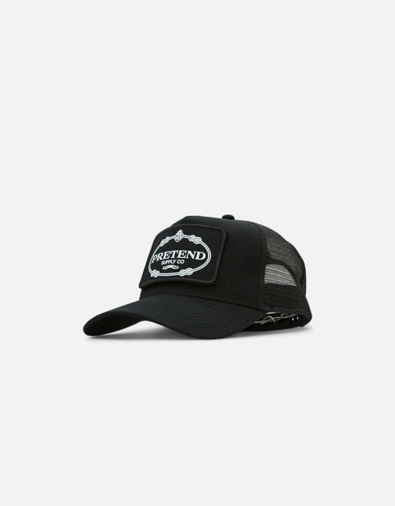 Pretend High Fashion Milan Patch Trucker Cap - Black