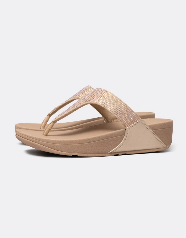 Lulu Womens Crystal Embellished Toe-Post Sandals