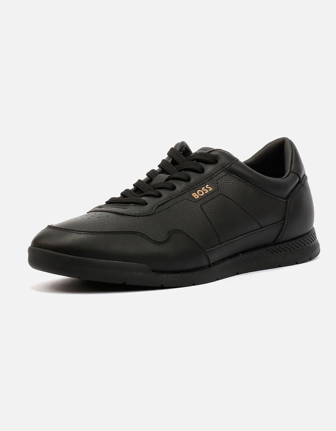 Boss Titanium Leather Men's Black Trainers