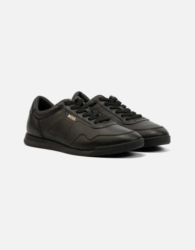 Boss Titanium Leather Men's Black Trainers