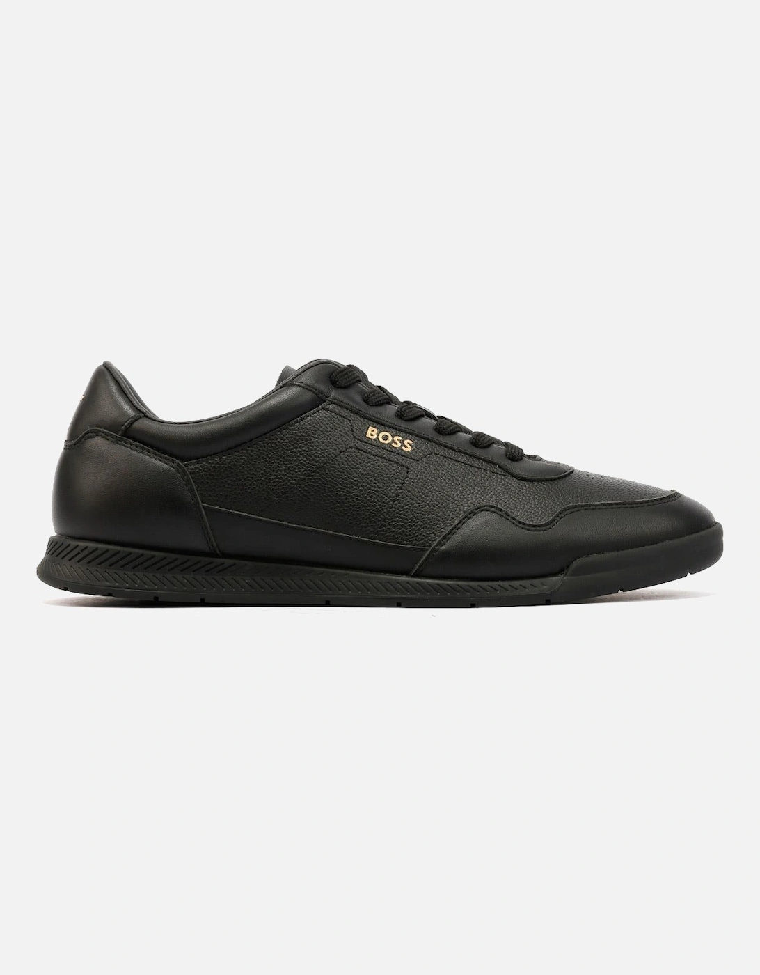 Boss Titanium Leather Men's Black Trainers