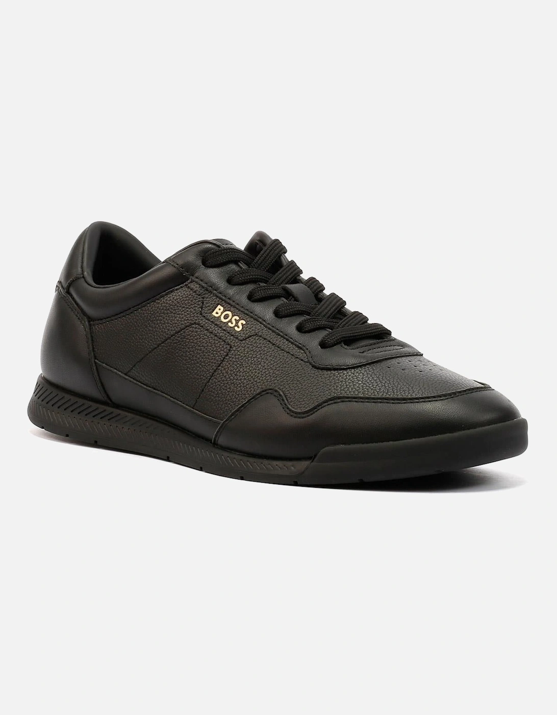 Boss Titanium Leather Men's Black Trainers