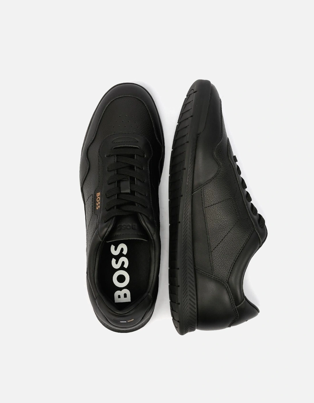 Boss Titanium Leather Men's Black Trainers