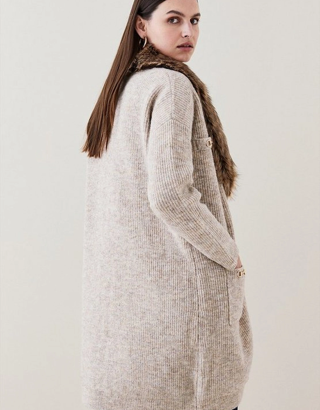 Cosy Trimmed  Removable Faux Fur Cardigan