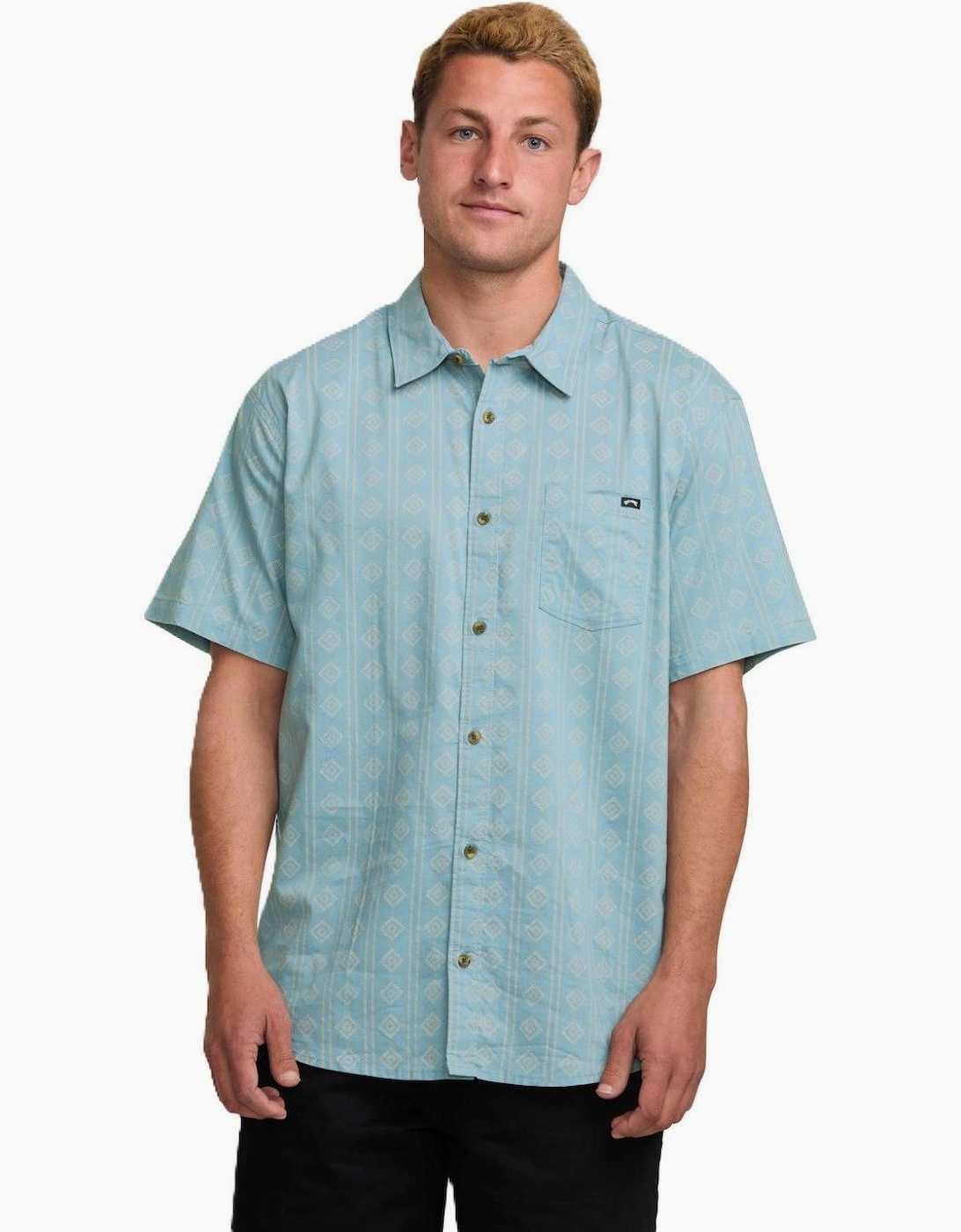 Men's Billabong Mens Sundays Mini Short Sleeve Shirt - Blue - Size: XL