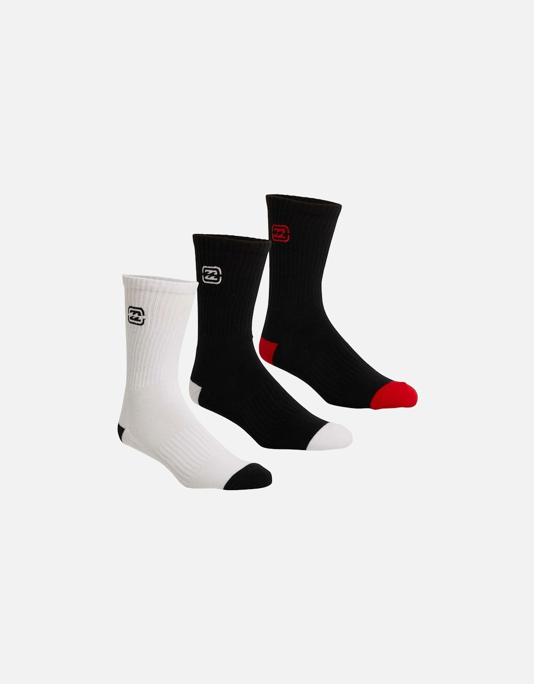 Mens Bracket Wave 3 Pack Crew Socks, 2 of 1