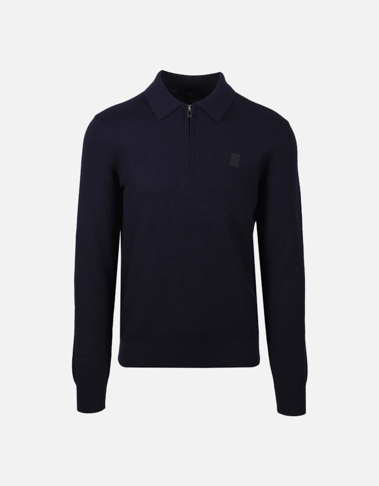 Drift Knitted Long Sleeve Polo Dark Ink