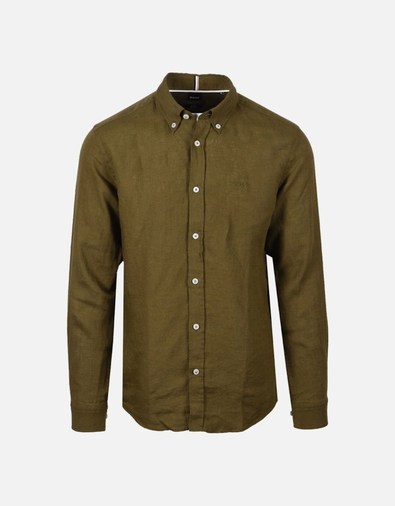 Boss H-roan-bd-e-c1-243 Linen Shirt Dark Green