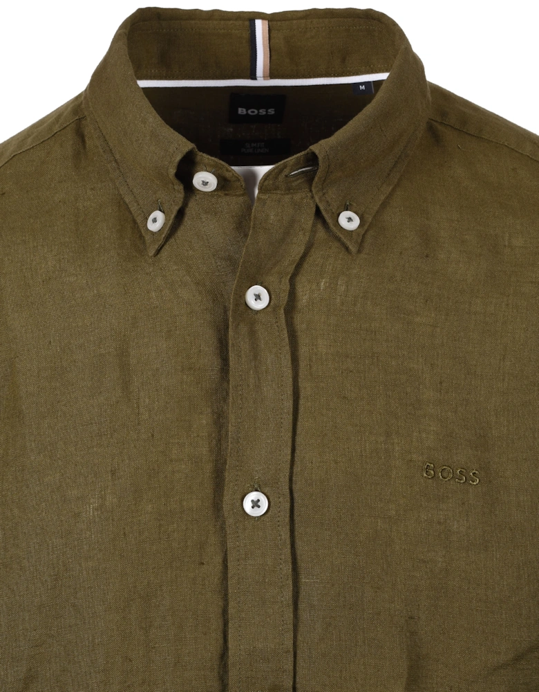 Boss H-roan-bd-e-c1-243 Linen Shirt Dark Green