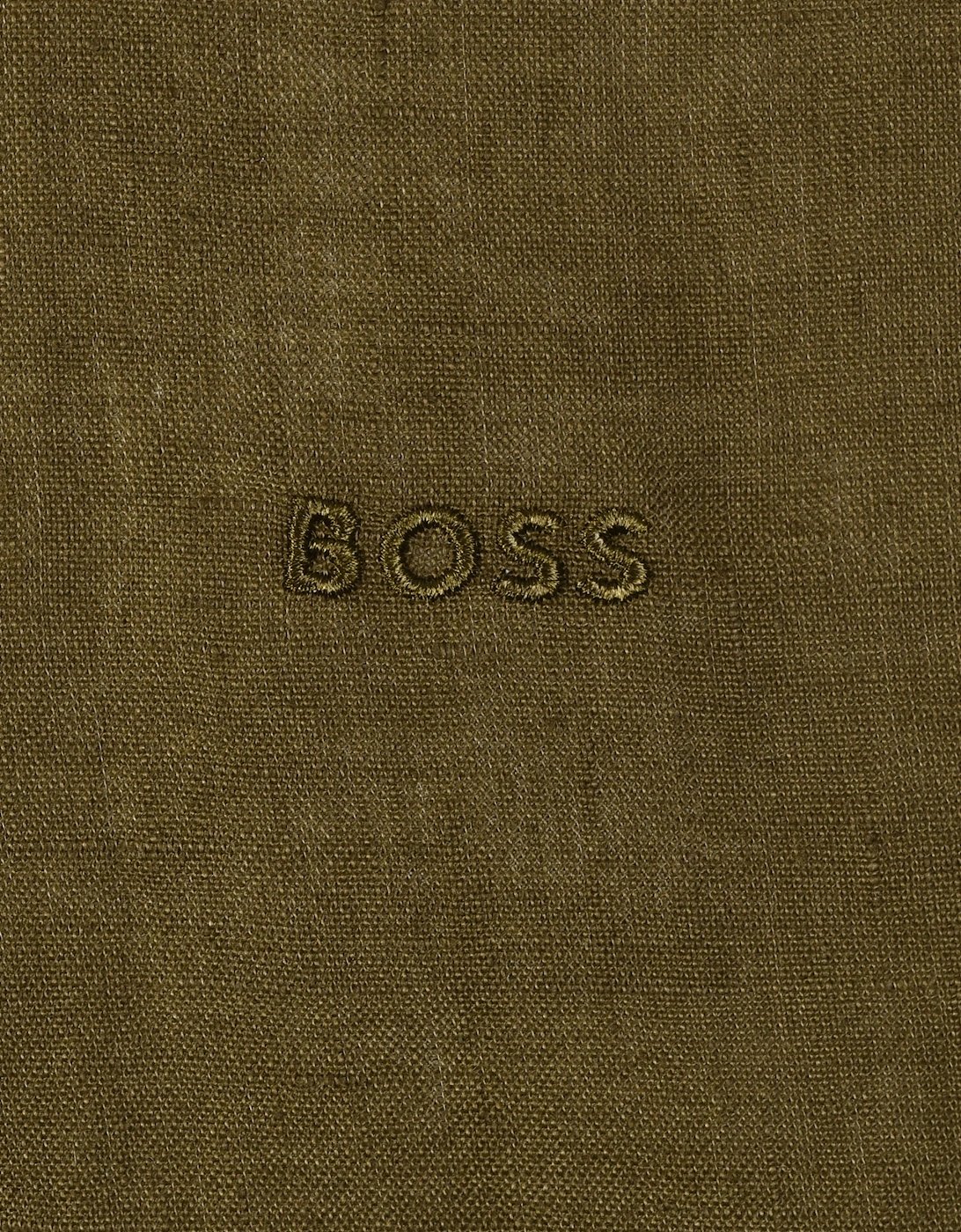 Boss H-roan-bd-e-c1-243 Linen Shirt Dark Green