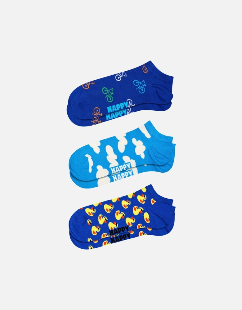 3-pack Bikes Low Socks, Blue