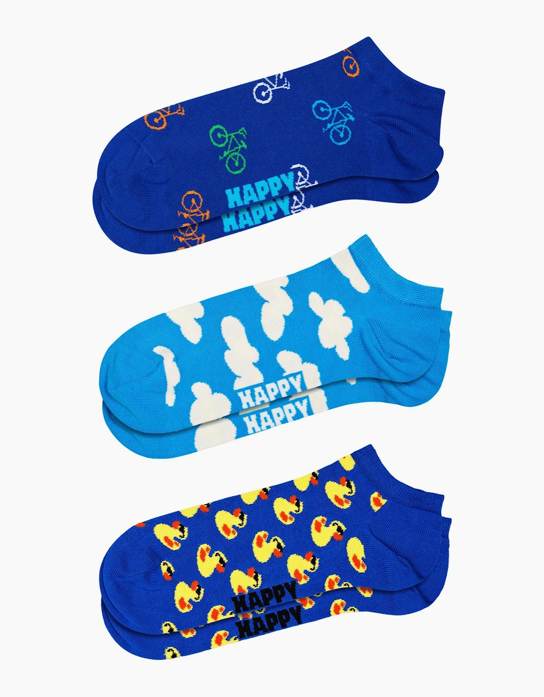 Happy Socks Women's Blue 3-Pack Bikes Low Socks, - Size: 9.5/12.5/12/11.5/11/10.5/10/13/9/8/8.5