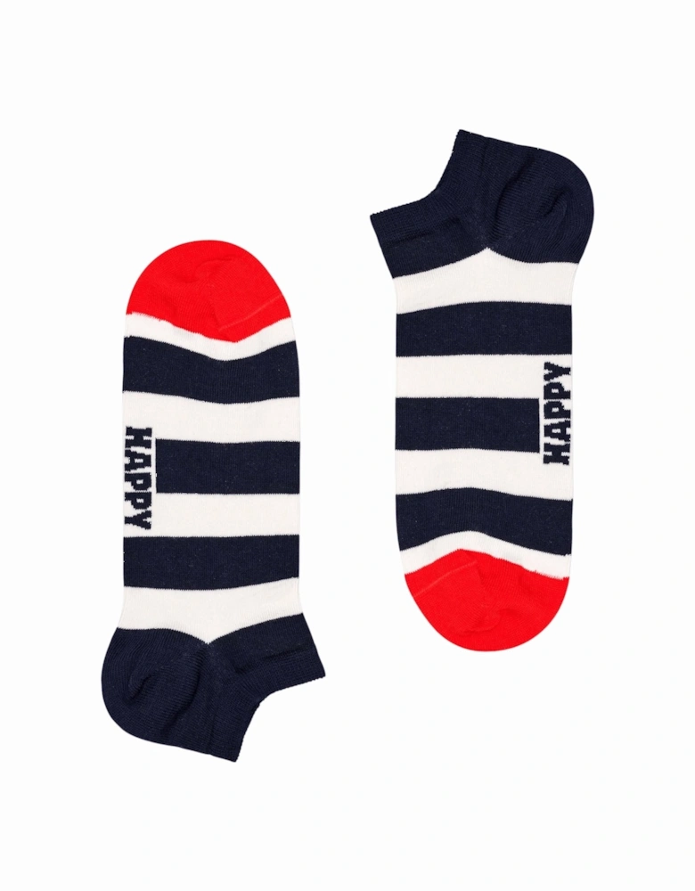 2-pack Big Dot Stripe Low Socks, Navy/White